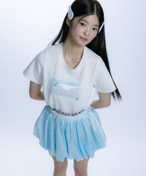 monepine(モネピネ)の「collage embroidery Tee/コラージュ刺繍T(Tシャツ/カットソー・レディース・ライトグリーン/ライトブルー・1/2)」の12枚目の写真