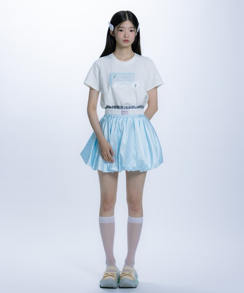 monepine(モネピネ)の「collage embroidery Tee/コラージュ刺繍T(Tシャツ/カットソー・レディース・ライトグリーン/ライトブルー・1/2)」の4枚目の写真