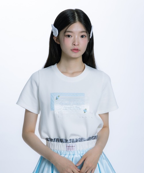 monepine(モネピネ)の「collage embroidery Tee/コラージュ刺繍T(Tシャツ/カットソー・レディース・ライトグリーン/ライトブルー・1/2)」の9枚目の写真