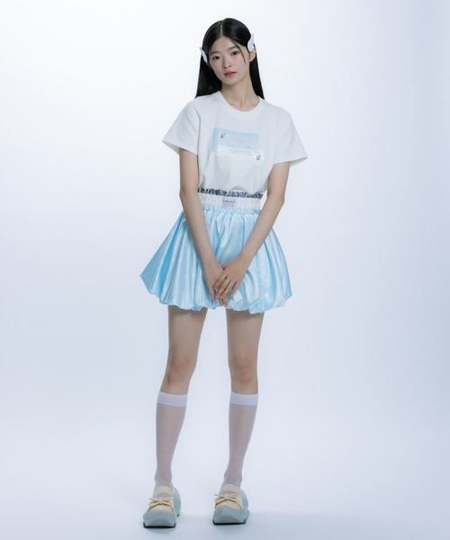 monepine(モネピネ)の「collage embroidery Tee/コラージュ刺繍T(Tシャツ/カットソー・レディース・ライトグリーン/ライトブルー・1/2)」の14枚目の写真