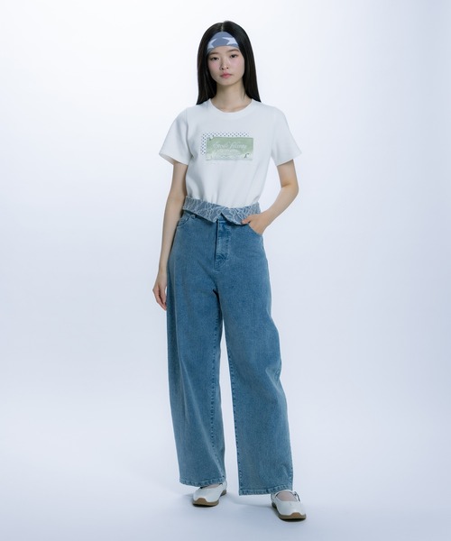 monepine(モネピネ)の「collage embroidery Tee/コラージュ刺繍T(Tシャツ/カットソー・レディース・ライトグリーン/ライトブルー・1/2)」の6枚目の写真
