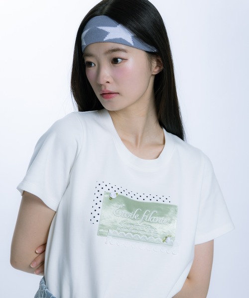 monepine(モネピネ)の「collage embroidery Tee/コラージュ刺繍T(Tシャツ/カットソー・レディース・ライトグリーン/ライトブルー・1/2)」の19枚目の写真