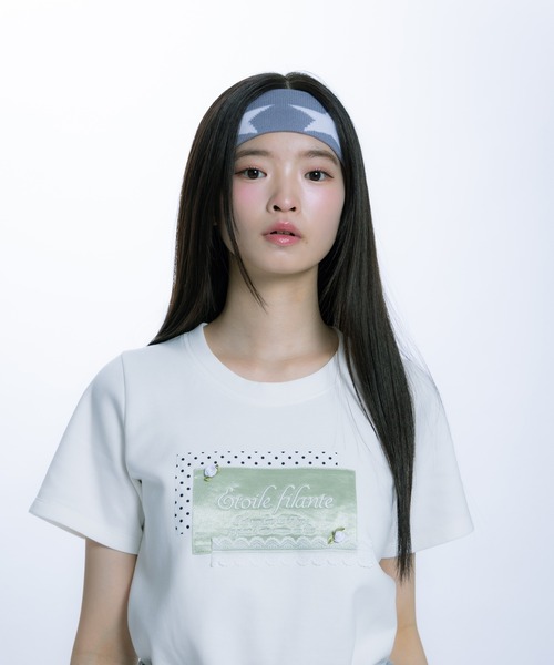 monepine(モネピネ)の「collage embroidery Tee/コラージュ刺繍T(Tシャツ/カットソー・レディース・ライトグリーン/ライトブルー・1/2)」の20枚目の写真