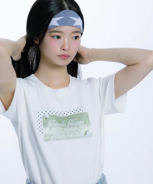 monepine(モネピネ)の「collage embroidery Tee/コラージュ刺繍T(Tシャツ/カットソー・レディース・ライトグリーン/ライトブルー・1/2)」の21枚目の写真