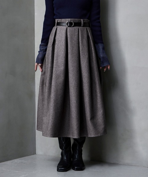 etoll.（エトル）の「ヘザーツイルタックスカート（スカート・レディース・チャコール/ブラック/ベージュ・FREE）」の11枚目の写真