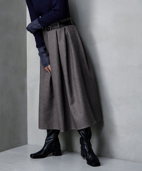 etoll.（エトル）の「ヘザーツイルタックスカート（スカート・レディース・チャコール/ブラック/ベージュ・FREE）」の10枚目の写真