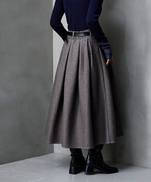 etoll.（エトル）の「ヘザーツイルタックスカート（スカート・レディース・チャコール/ブラック/ベージュ・FREE）」の9枚目の写真