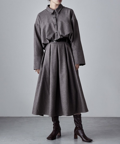 etoll.（エトル）の「ヘザーツイルタックスカート（スカート・レディース・チャコール/ブラック/ベージュ・FREE）」の7枚目の写真