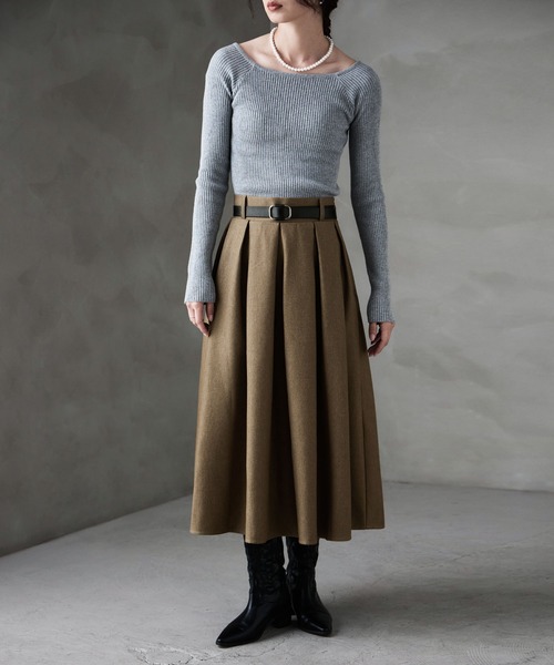etoll.（エトル）の「ヘザーツイルタックスカート（スカート・レディース・チャコール/ブラック/ベージュ・FREE）」の21枚目の写真