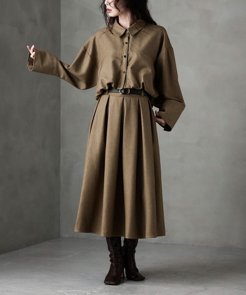 etoll.（エトル）の「ヘザーツイルタックスカート（スカート・レディース・チャコール/ブラック/ベージュ・FREE）」の18枚目の写真