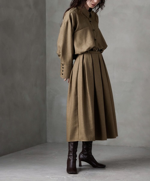 etoll.（エトル）の「ヘザーツイルタックスカート（スカート・レディース・チャコール/ブラック/ベージュ・FREE）」の17枚目の写真