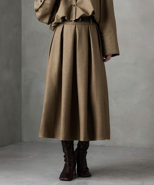 etoll.（エトル）の「ヘザーツイルタックスカート（スカート・レディース・チャコール/ブラック/ベージュ・FREE）」の16枚目の写真