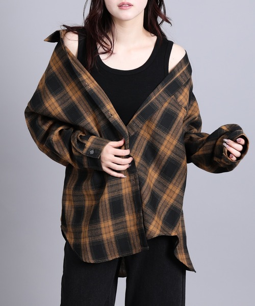 aimoha(アイモハ)の「チェック・ストライプオーバーシャツ(シャツ/ブラウス・レディース・グレー系その他3/ブラウン系その他3/ベージュ系その他2/ホワイト系その他/ブラック系その他3/ブラウン系その他2/ブラック系その他2/ブラウン系その他・FREE)」の5枚目の写真