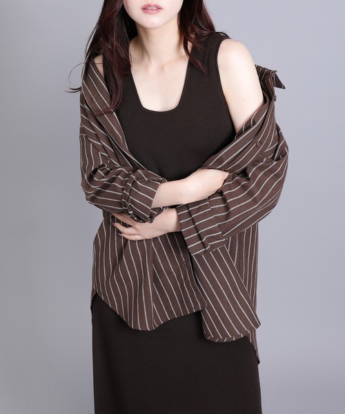 aimoha(アイモハ)の「チェック・ストライプオーバーシャツ(シャツ/ブラウス・レディース・グレー系その他3/ブラウン系その他3/ベージュ系その他2/ホワイト系その他/ブラック系その他3/ブラウン系その他2/ブラック系その他2/ブラウン系その他・FREE)」の7枚目の写真