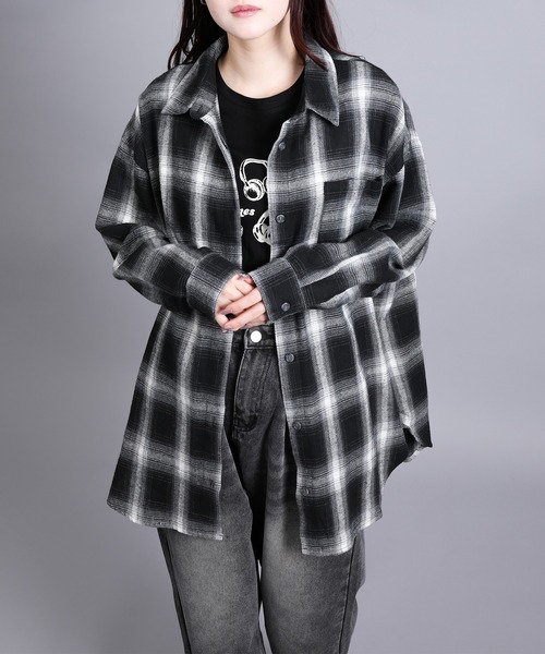 aimoha(アイモハ)の「チェック・ストライプオーバーシャツ(シャツ/ブラウス・レディース・グレー系その他3/ブラウン系その他3/ベージュ系その他2/ホワイト系その他/ブラック系その他3/ブラウン系その他2/ブラック系その他2/ブラウン系その他・FREE)」の16枚目の写真