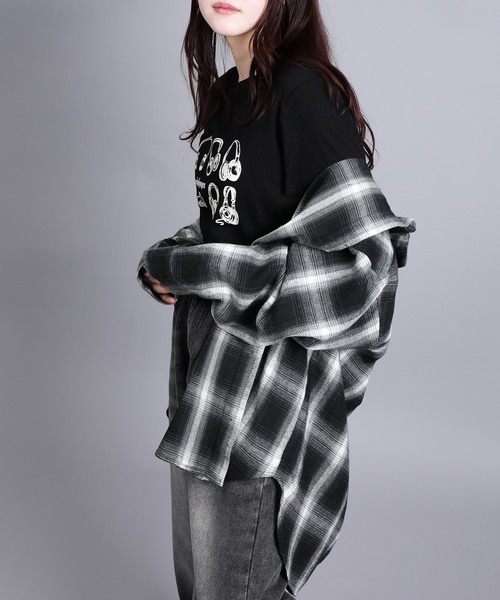 aimoha(アイモハ)の「チェック・ストライプオーバーシャツ(シャツ/ブラウス・レディース・グレー系その他3/ブラウン系その他3/ベージュ系その他2/ホワイト系その他/ブラック系その他3/ブラウン系その他2/ブラック系その他2/ブラウン系その他・FREE)」の12枚目の写真