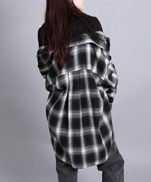 aimoha(アイモハ)の「チェック・ストライプオーバーシャツ(シャツ/ブラウス・レディース・グレー系その他3/ブラウン系その他3/ベージュ系その他2/ホワイト系その他/ブラック系その他3/ブラウン系その他2/ブラック系その他2/ブラウン系その他・FREE)」の15枚目の写真