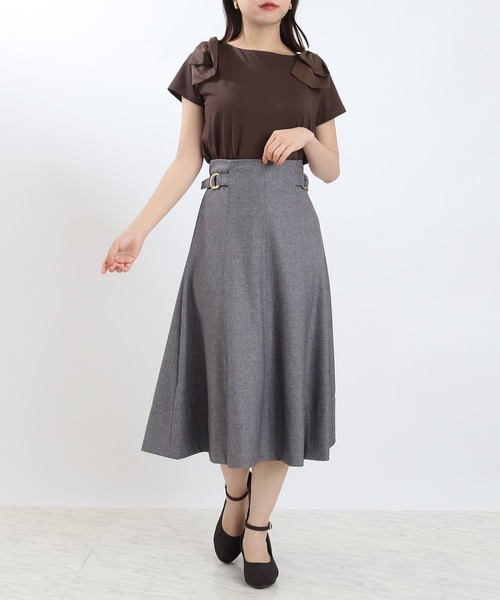 ASTORIA ODIER（アストリアオディール）の「サイドバックルフレアスカート（サイズ調整可能）（スカート・レディース・ブラウン/ブラック/グレー・SMALL/MEDIUM/LARGE）」の21枚目の写真