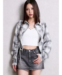 GYDA | ドロストショートGRUNGEチェックシャツ(シャツ/ブラウス)