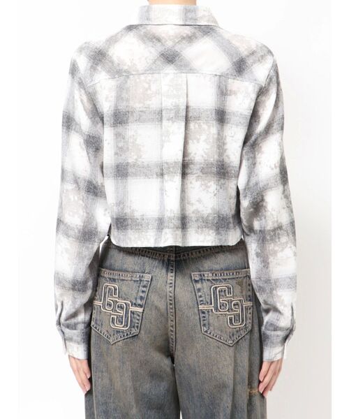 GYDA（ジェイダ）の「ドロストショートGRUNGEチェックシャツ（シャツ/ブラウス・レディース・オフホワイト/グレー・FREE）」の19枚目の写真