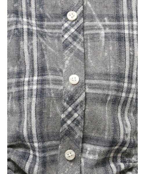 GYDA（ジェイダ）の「ドロストショートGRUNGEチェックシャツ（シャツ/ブラウス・レディース・オフホワイト/グレー・FREE）」の12枚目の写真