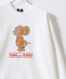Tom and Jerry/トムとジェリー オーバーサイズ 裏起毛 フロッキー/サテン /ステッチ/サガラ刺繍 スウェットトレーナー レディース メンズ