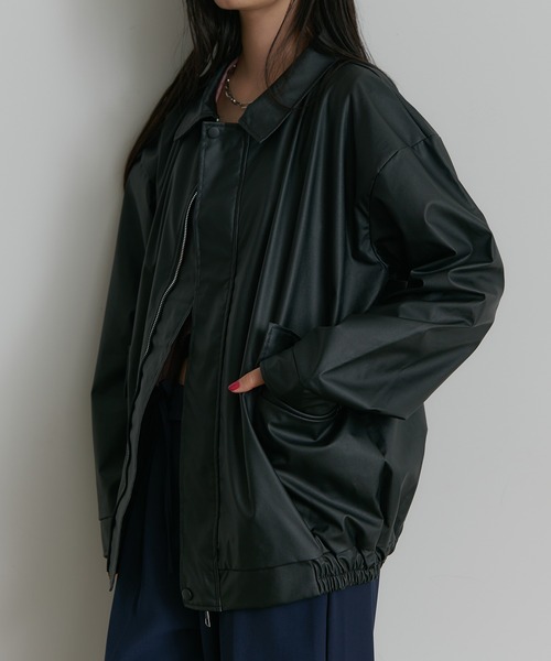 SEN TOKYO(セントーキョー)の「ビッグシルエットレザーブルゾン(ブルゾン・レディース・ブラック/ブラウン・LARGE/MEDIUM)」の1枚目の写真