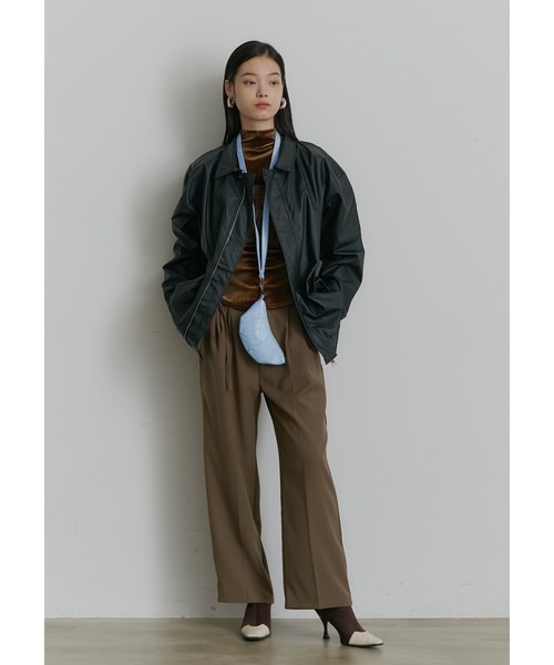 SEN TOKYO(セントーキョー)の「ビッグシルエットレザーブルゾン(ブルゾン・レディース・ブラック/ブラウン・LARGE/MEDIUM)」の3枚目の写真