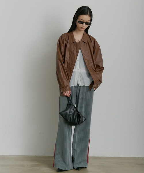 SEN TOKYO(セントーキョー)の「ビッグシルエットレザーブルゾン(ブルゾン・レディース・ブラック/ブラウン・LARGE/MEDIUM)」の16枚目の写真