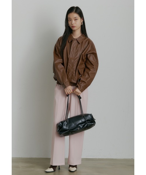 SEN TOKYO(セントーキョー)の「ビッグシルエットレザーブルゾン(ブルゾン・レディース・ブラック/ブラウン・LARGE/MEDIUM)」の4枚目の写真
