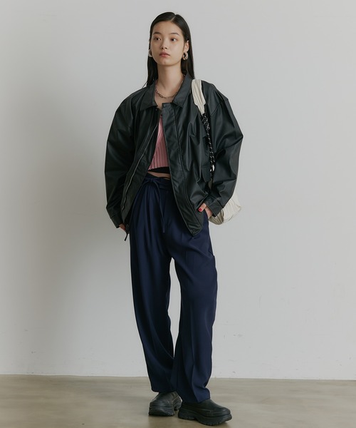 SEN TOKYO(セントーキョー)の「ビッグシルエットレザーブルゾン(ブルゾン・レディース・ブラック/ブラウン・LARGE/MEDIUM)」の15枚目の写真
