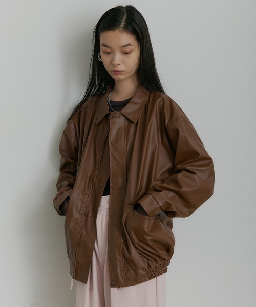 SEN TOKYO(セントーキョー)の「ビッグシルエットレザーブルゾン(ブルゾン・レディース・ブラック/ブラウン・LARGE/MEDIUM)」の5枚目の写真