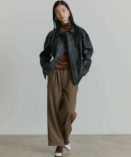SEN TOKYO(セントーキョー)の「ビッグシルエットレザーブルゾン(ブルゾン・レディース・ブラック/ブラウン・LARGE/MEDIUM)」の17枚目の写真