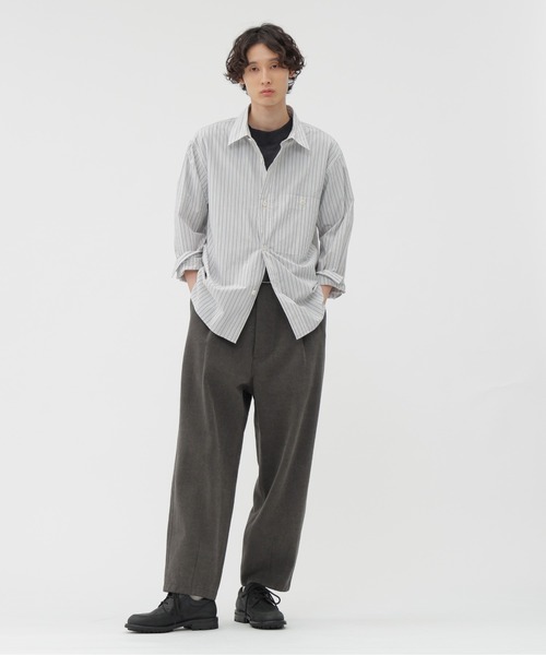 エムエイチエル 美品 cotton poplin stripe シャツ 2 PJ STRIPE COTTON POPLIN（シャツ/ブラウス）｜MHL