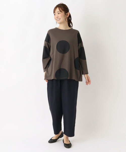one'sterrace（ワンズテラス）の「ドットプリント 7分袖ゆったりプルオーバー（Tシャツ/カットソー・レディース・ライトグレー系8/ネイビー系5/グレー系その他7・02）」の14枚目の写真