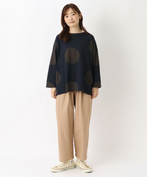 one'sterrace（ワンズテラス）の「ドットプリント 7分袖ゆったりプルオーバー（Tシャツ/カットソー・レディース・ライトグレー系8/ネイビー系5/グレー系その他7・02）」の16枚目の写真