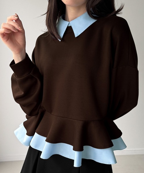 JUNOAH(ジュノア)の「フリルレイヤードスウェット(スウェット・レディース・杢グレー/ブラック/ブラウン/ネイビー/グレー系その他・LARGE/MEDIUM/SMALL/X-LARGE)」の9枚目の写真