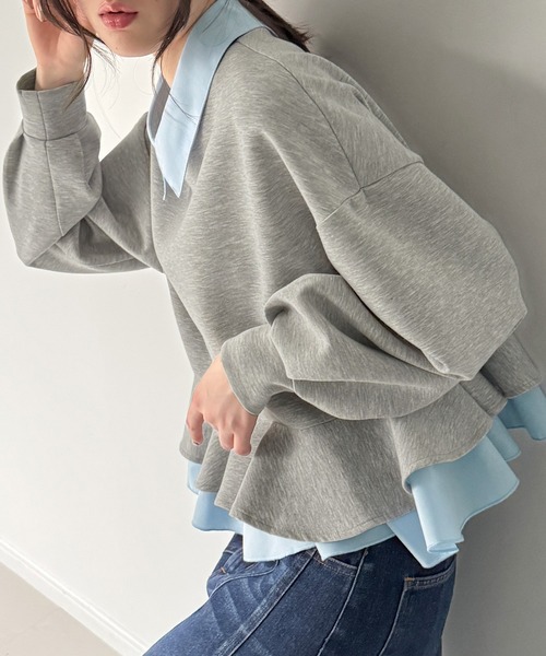 JUNOAH(ジュノア)の「フリルレイヤードスウェット(スウェット・レディース・杢グレー/ブラック/ブラウン/ネイビー/グレー系その他・LARGE/MEDIUM/SMALL/X-LARGE)」の14枚目の写真