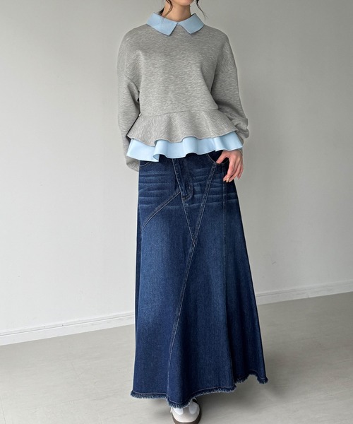 JUNOAH(ジュノア)の「フリルレイヤードスウェット(スウェット・レディース・杢グレー/ブラック/ブラウン/ネイビー/グレー系その他・LARGE/MEDIUM/SMALL/X-LARGE)」の15枚目の写真