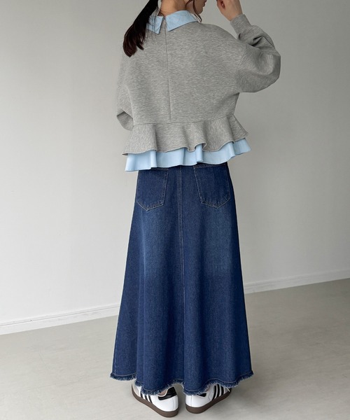 JUNOAH(ジュノア)の「フリルレイヤードスウェット(スウェット・レディース・杢グレー/ブラック/ブラウン/ネイビー/グレー系その他・LARGE/MEDIUM/SMALL/X-LARGE)」の16枚目の写真