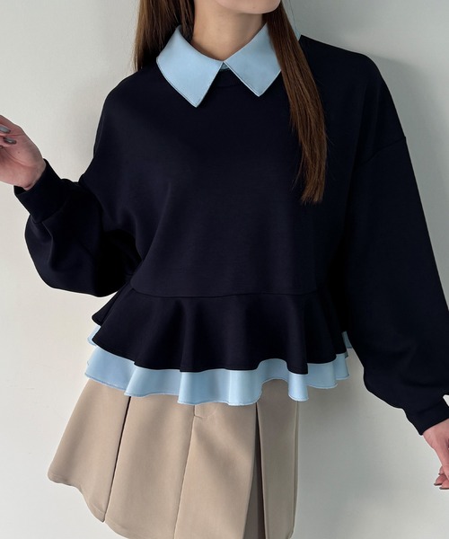 JUNOAH(ジュノア)の「フリルレイヤードスウェット(スウェット・レディース・杢グレー/ブラック/ブラウン/ネイビー/グレー系その他・LARGE/MEDIUM/SMALL/X-LARGE)」の20枚目の写真