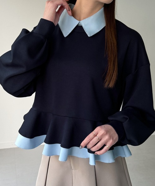 JUNOAH(ジュノア)の「フリルレイヤードスウェット(スウェット・レディース・杢グレー/ブラック/ブラウン/ネイビー/グレー系その他・LARGE/MEDIUM/SMALL/X-LARGE)」の21枚目の写真