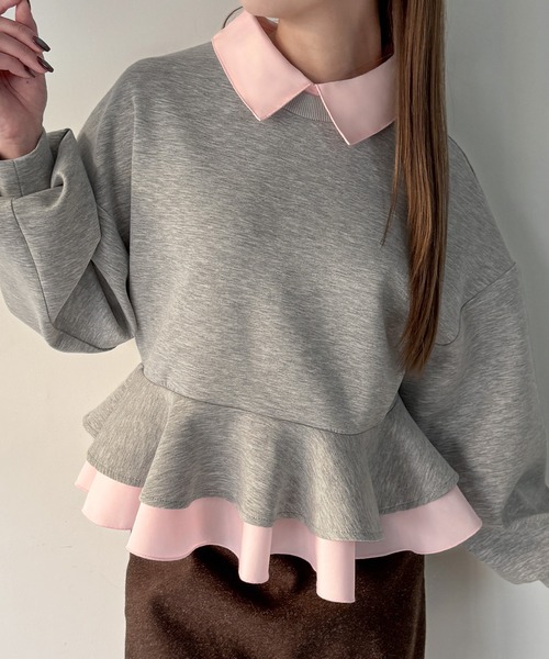 JUNOAH(ジュノア)の「フリルレイヤードスウェット(スウェット・レディース・杢グレー/ブラック/ブラウン/ネイビー/グレー系その他・LARGE/MEDIUM/SMALL/X-LARGE)」の17枚目の写真