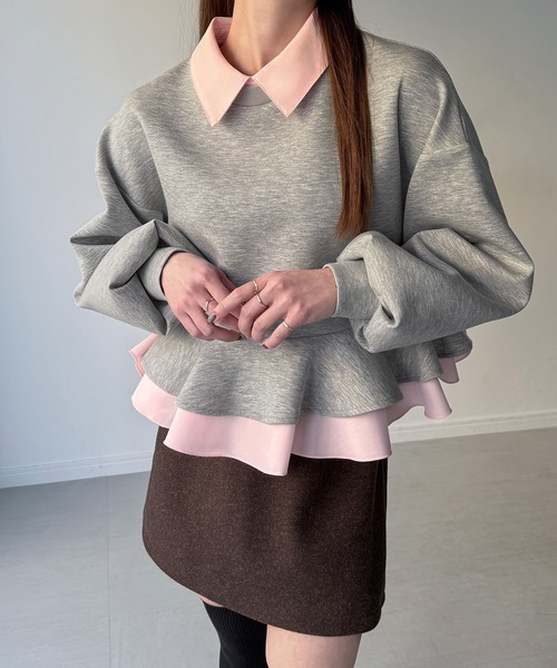 JUNOAH(ジュノア)の「フリルレイヤードスウェット(スウェット・レディース・杢グレー/ブラック/ブラウン/ネイビー/グレー系その他・LARGE/MEDIUM/SMALL/X-LARGE)」の18枚目の写真