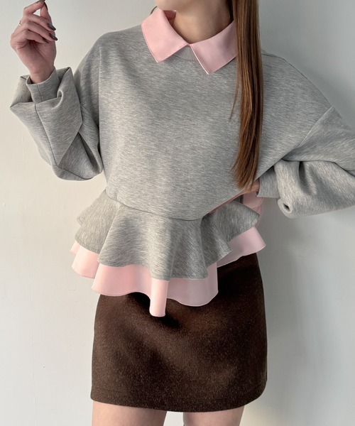 JUNOAH(ジュノア)の「フリルレイヤードスウェット(スウェット・レディース・杢グレー/ブラック/ブラウン/ネイビー/グレー系その他・LARGE/MEDIUM/SMALL/X-LARGE)」の19枚目の写真