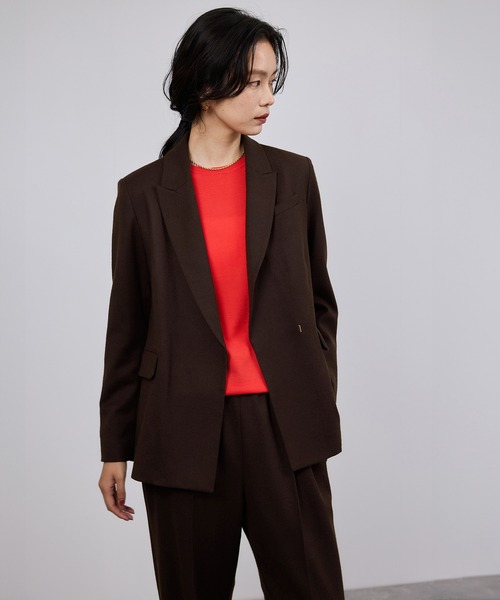 LEONARD テーラードジャケット　ウール　赤　11AR セール】ウールフランネルセミダブルジャケット/セットアップ対応