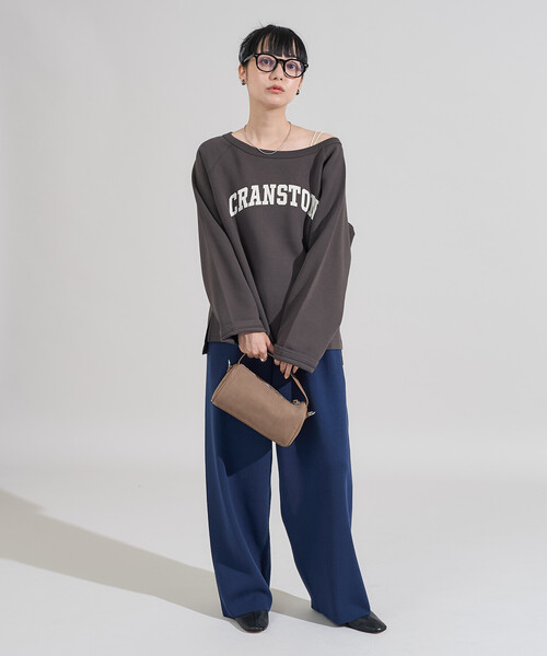 セール】2WAY ポンチロゴスウェット/ワンショルダートップス