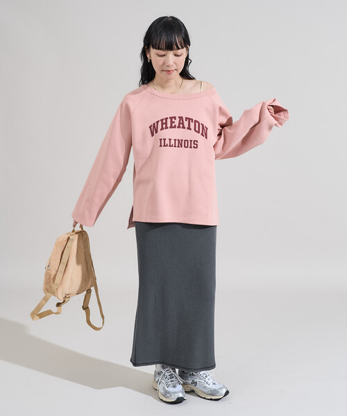FREAK'S STORE（フリークスストア）の「2WAY ポンチロゴスウェット/ワンショルダートップス（スウェット・レディース・チャコールグレー/ライトグレー/ピンク/キャメル・ﾌﾘ-）」の22枚目の写真