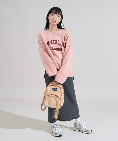 FREAK'S STORE（フリークスストア）の「2WAY ポンチロゴスウェット/ワンショルダートップス（スウェット・レディース・チャコールグレー/ライトグレー/ピンク/キャメル・ﾌﾘ-）」の21枚目の写真