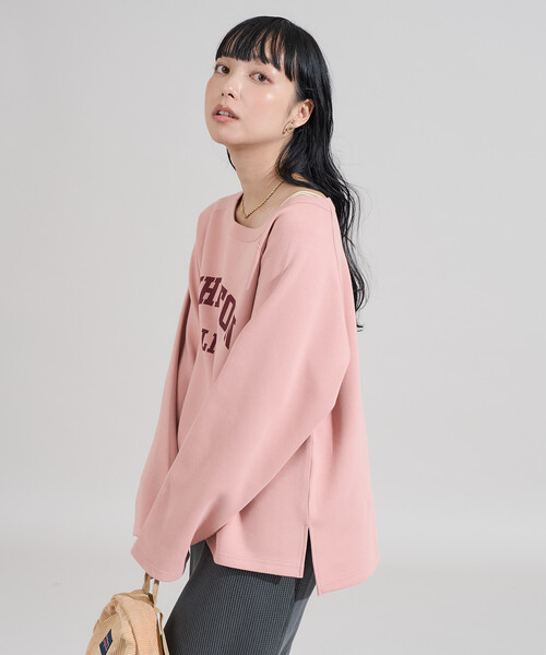 FREAK'S STORE（フリークスストア）の「2WAY ポンチロゴスウェット/ワンショルダートップス（スウェット・レディース・チャコールグレー/ライトグレー/ピンク/キャメル・ﾌﾘ-）」の19枚目の写真